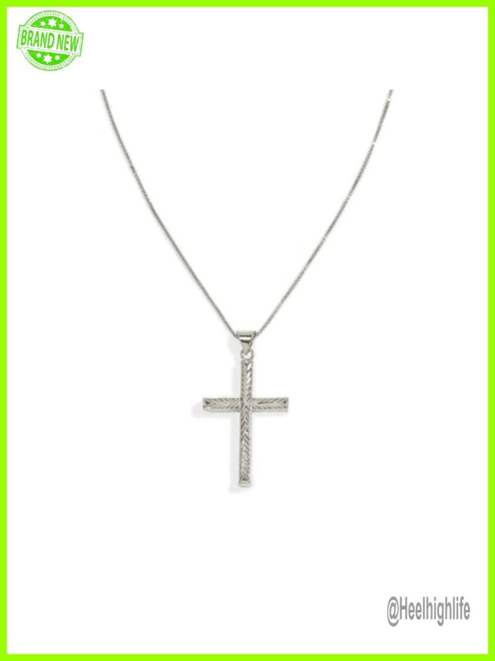 Sterling Silver Diamond-Cut Cross Pendant Necklace 18" Christian Jewelry